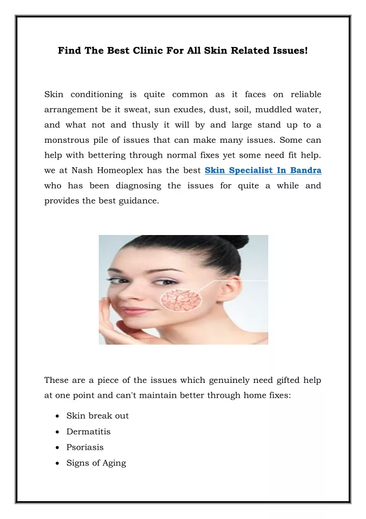 find the best clinic for all skin related issues