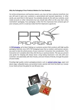 Why the Packaging of Your Products Matters For Your Business