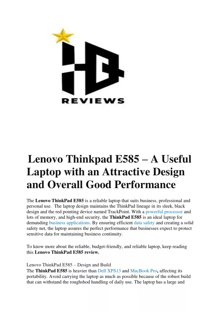 lenovo thinkpad e585 a useful laptop with
