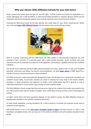 Why you choose CBSE Affiliation Schools for your kids future