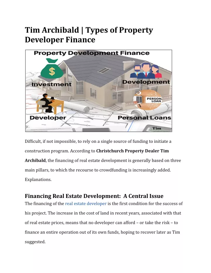 tim archibald types of property developer finance