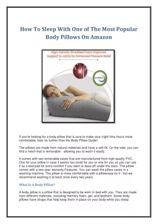 how to sleep with one of the most popular body