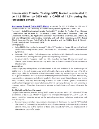 non invasive prenatal testing nipt market