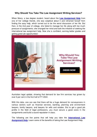 Why Should You Take The Law Assignment Writing Services?