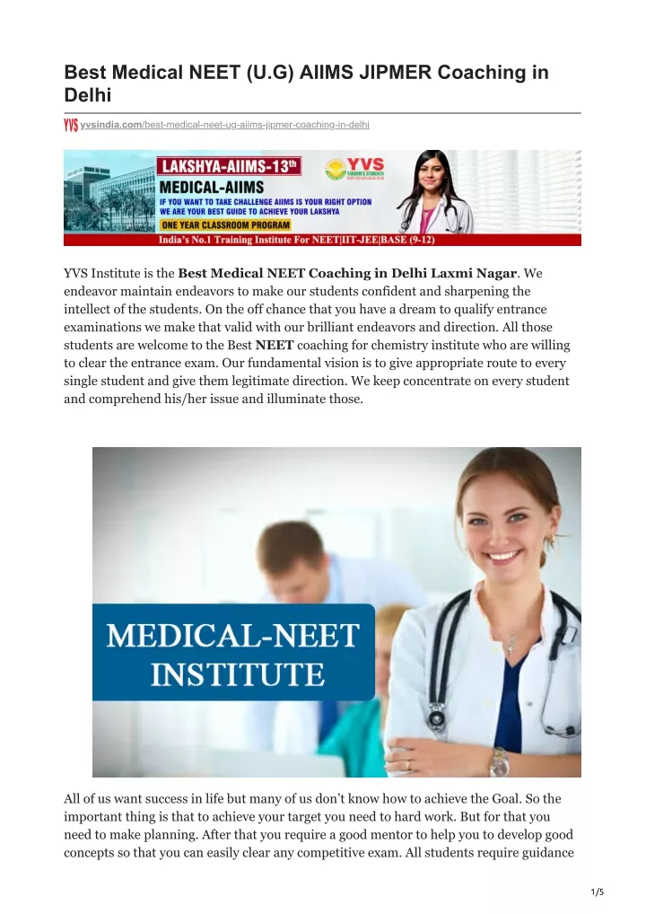 best medical neet u g aiims jipmer coaching