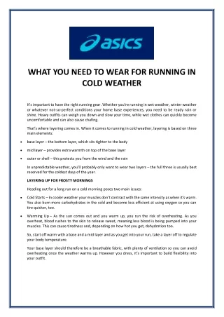 what you need to wear for running in cold weather