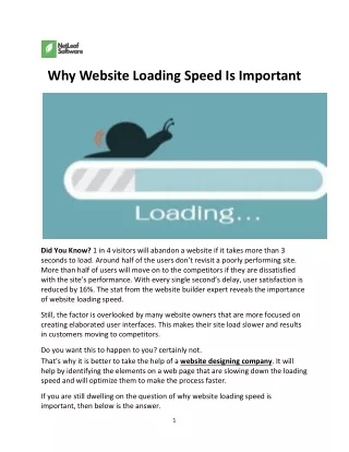 Why Website Loading Speed Is Important