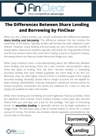The Differences Between Share Lending and Borrowing
