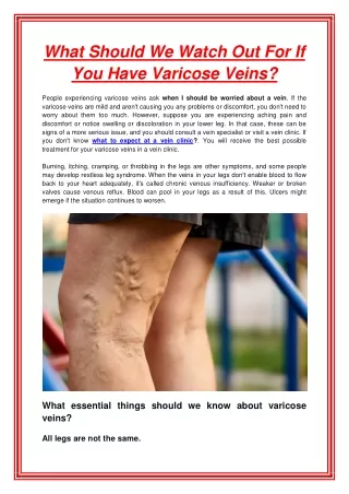 What Should We Watch Out For If You Have Varicose Veins