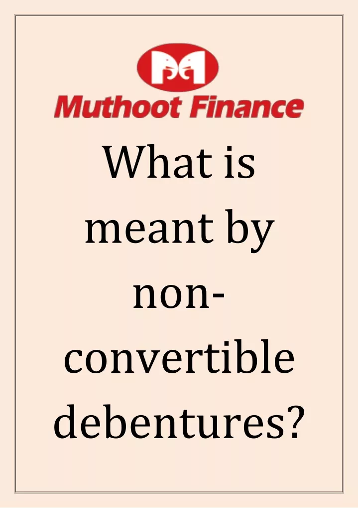 what is meant by non convertible debentures