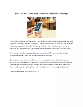 how can you offer your customers consumer