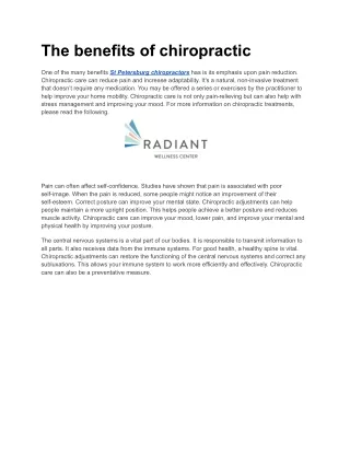 The benefits of chiropractic