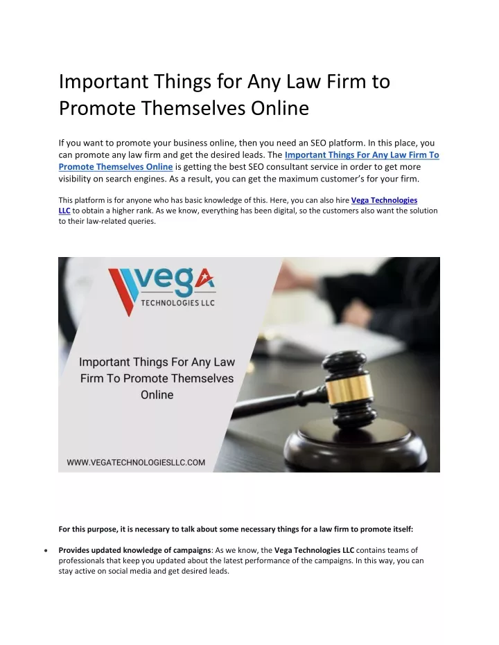 important things for any law firm to promote