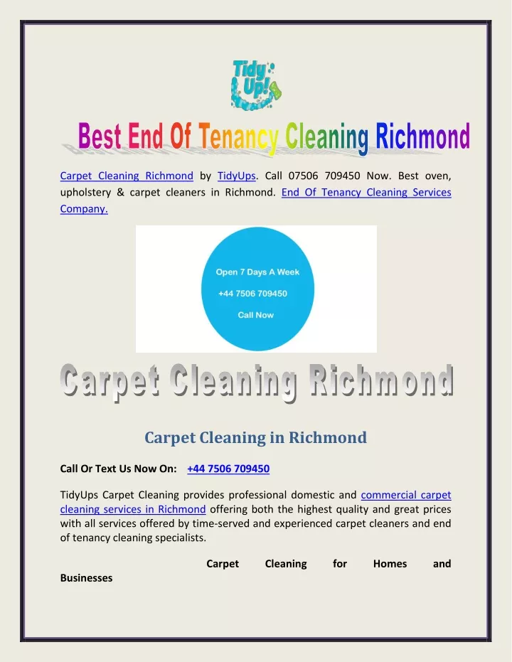 carpet cleaning richmond by tidyups call 07506