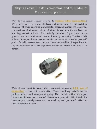 why is coaxial cable termination