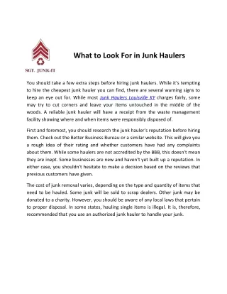 What to Look For in Junk Haulers
