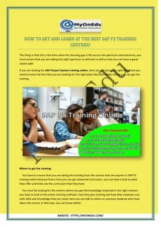 How To Get And Learn At The Best Sap Ps Training Centers?