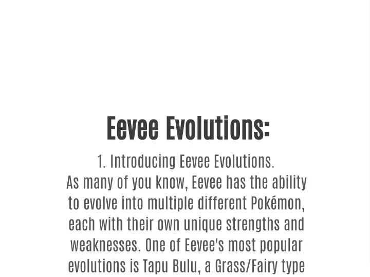 eevee evolutions 1 introducing eevee evolutions