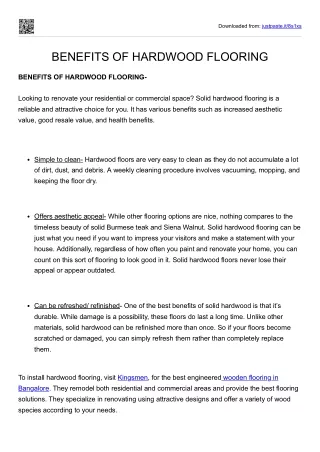 Benefits of Hardwood Flooring