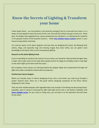 know the secrets of lighting transform your home