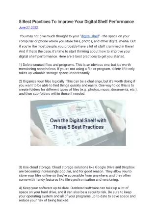 5 best practices to improve your digital shelf