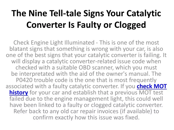 the nine tell tale signs your catalytic converter is faulty or clogged