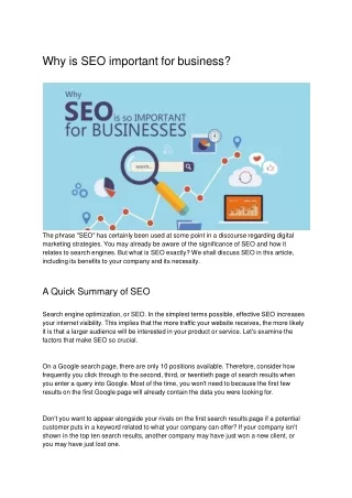 why is seo important for business
