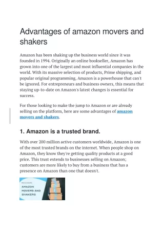 advantages of amazon movers and shakers