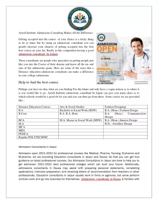 Ayush Institute Admissions Consulting