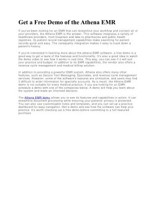 get a free demo of the athena emr