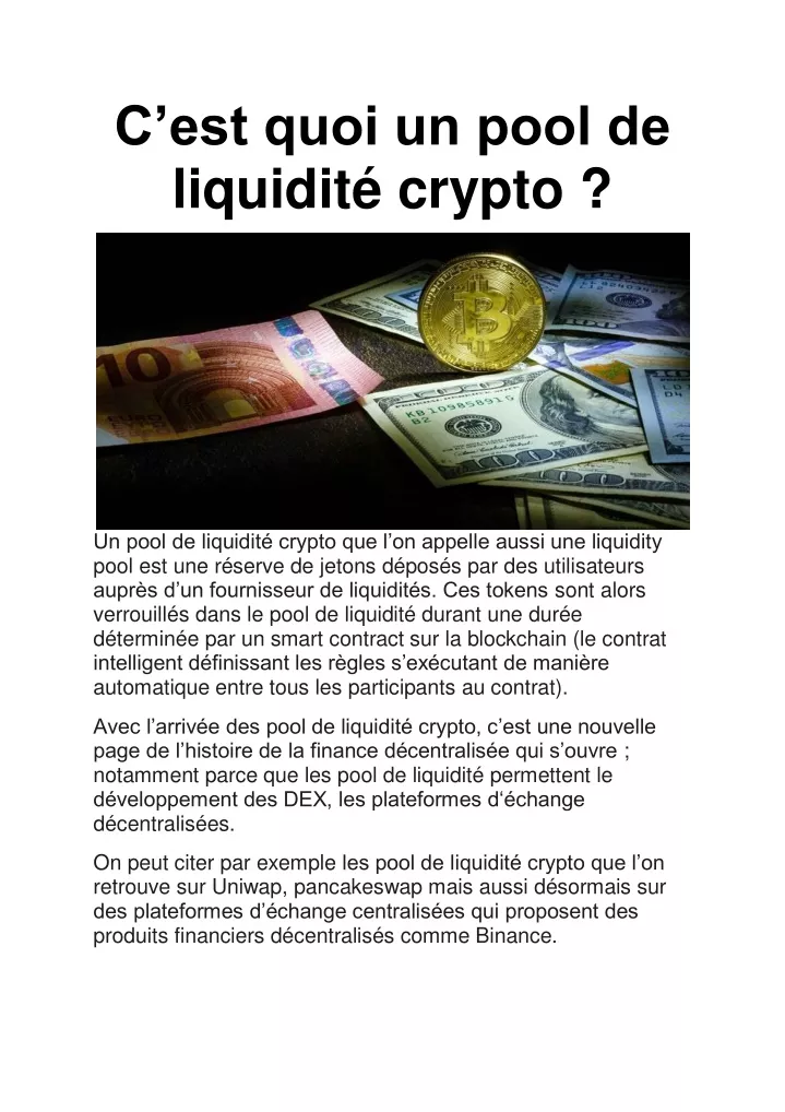 c est quoi un pool de liquidit crypto