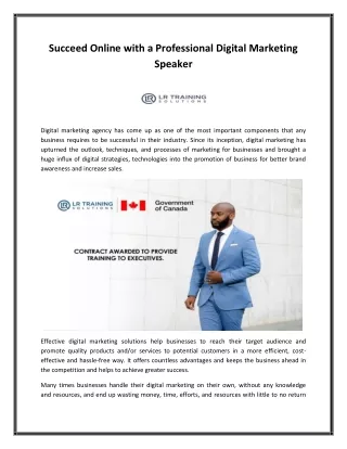 Succeed Online with a Professional Digital Marketing Speaker