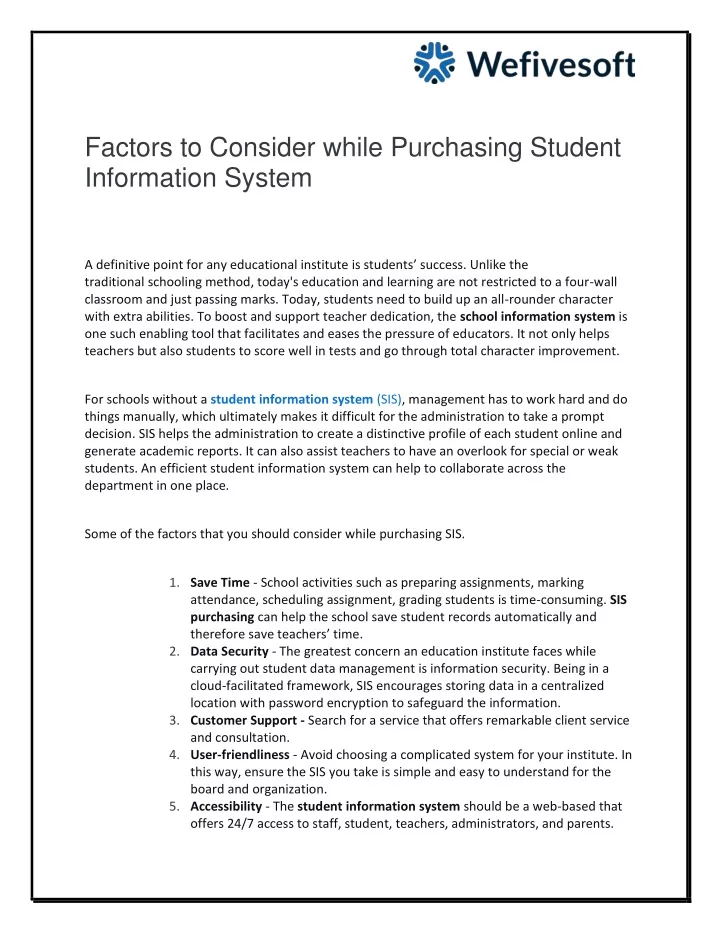 factors to consider while purchasing student