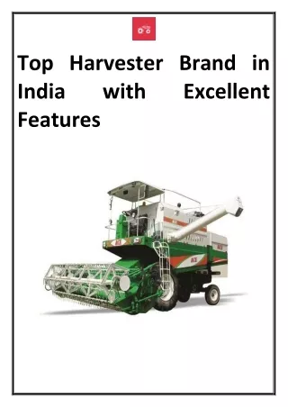 Top Harvester Brand in India with Excellent Features