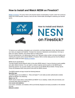 How to Install and Watch NESN on Firestick?