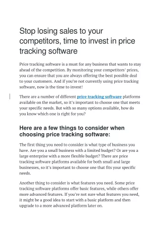 stop losing sales to your competitors time