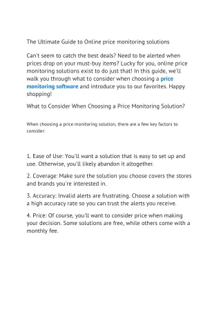 the ultimate guide to online price monitoring