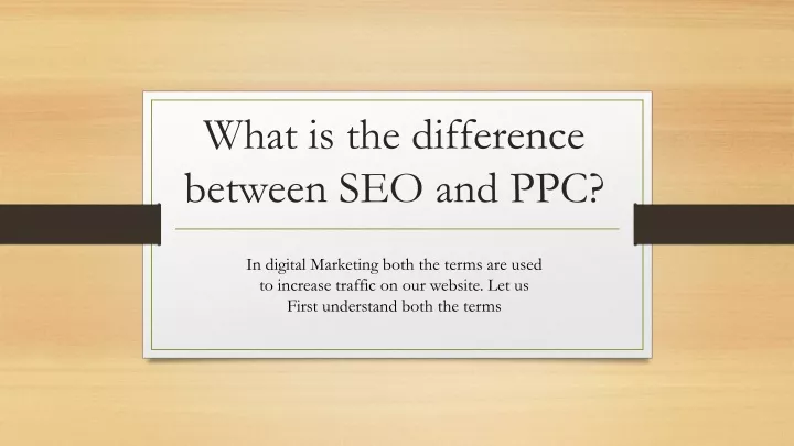 what is the difference between seo and ppc