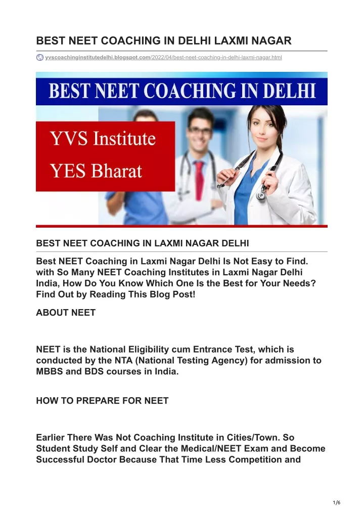 best neet coaching in delhi laxmi nagar