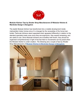 Modular Kitchen Tips by Shutter Shop Manufacturers Of Modular Kitchen & Wardrobe Design in Bangalore