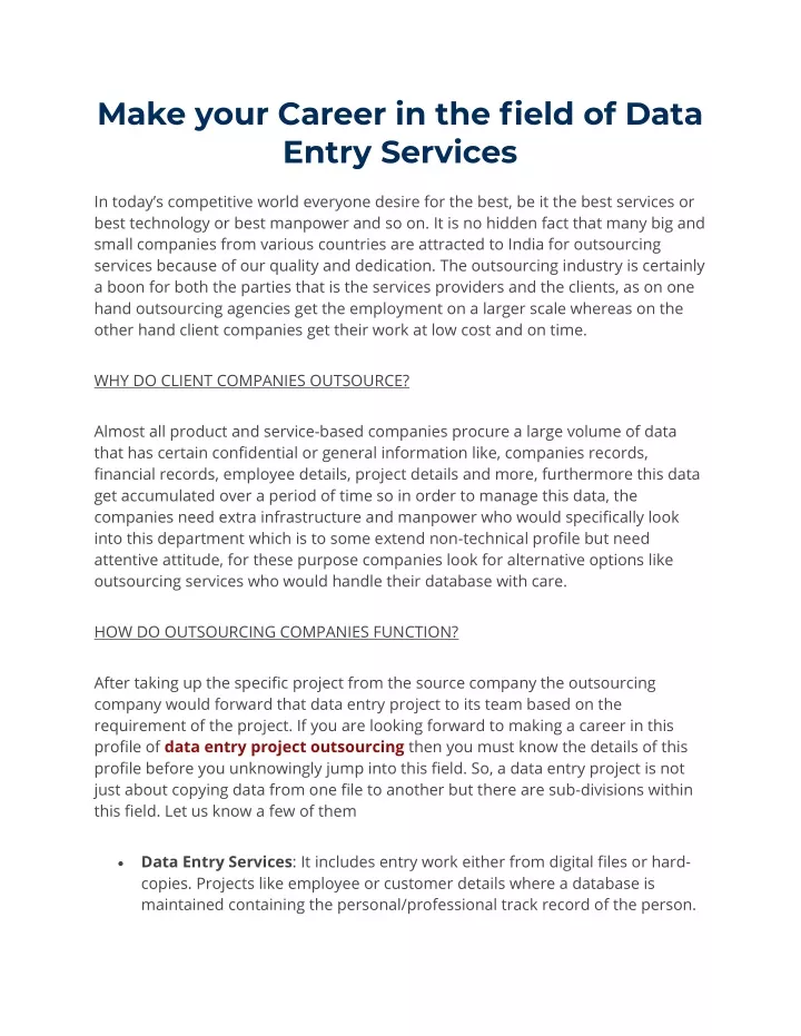 make your career in the field of data entry