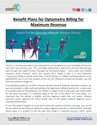 benefit plans for optometry billing for maximum