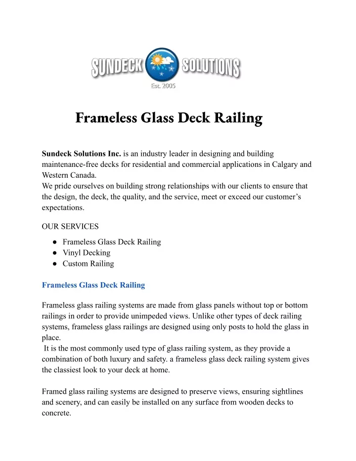 frameless glass deck railing