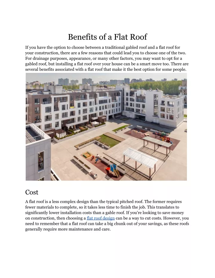 benefits of a flat roof