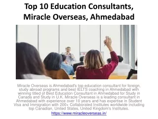 Top 10 Education Consultants, Miracle Overseas, Ahmedabad