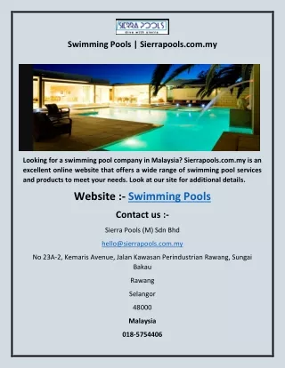 Swimming Pools  Sierrapools.com.my