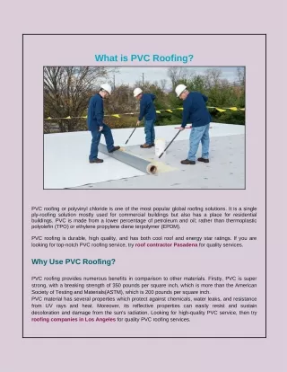 Things To Know About PVC Roofing