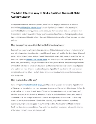The Most Effective Way to Find a Qualified Gwinnett Child Custody Lawyer