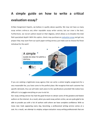 A simple guide on how to write a critical evaluation essay