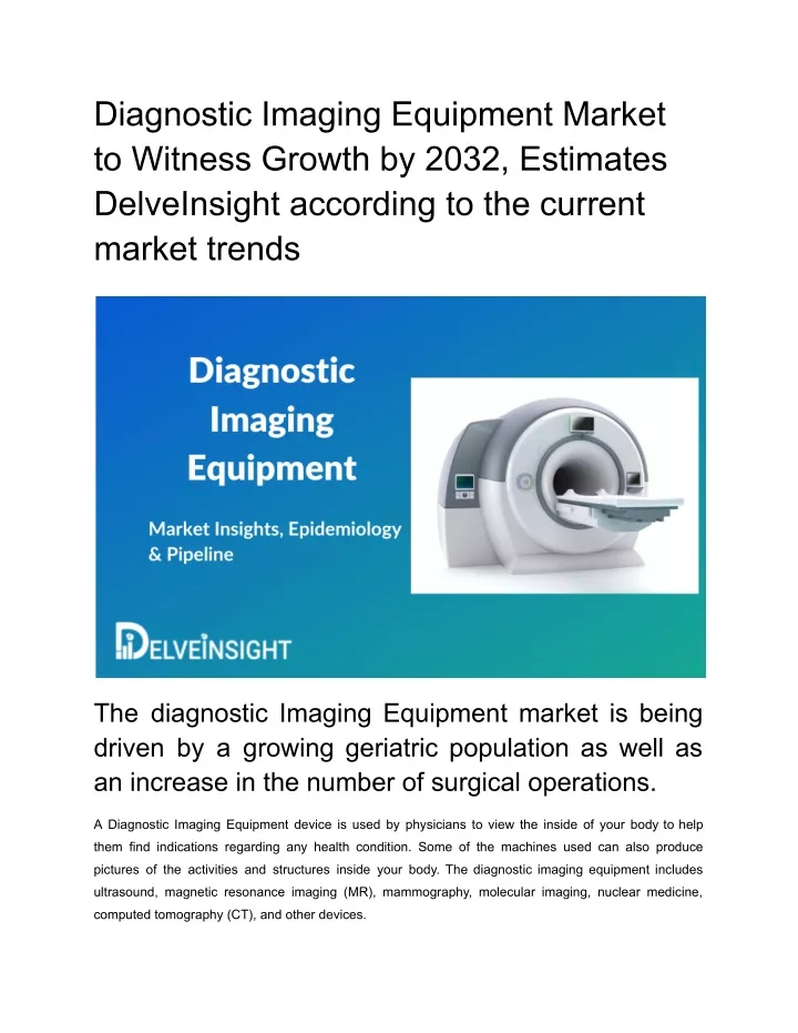 diagnostic imaging equipment market to witness